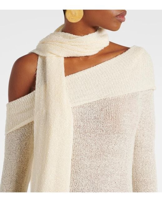 AYA MUSE White Viscose-Blend Turtleneck Maxi Dress