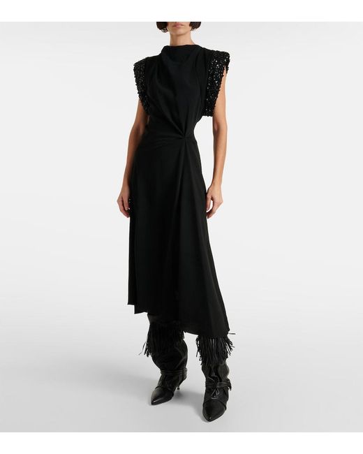 Isabel Marant Black Leronia Sequined Midi Dress