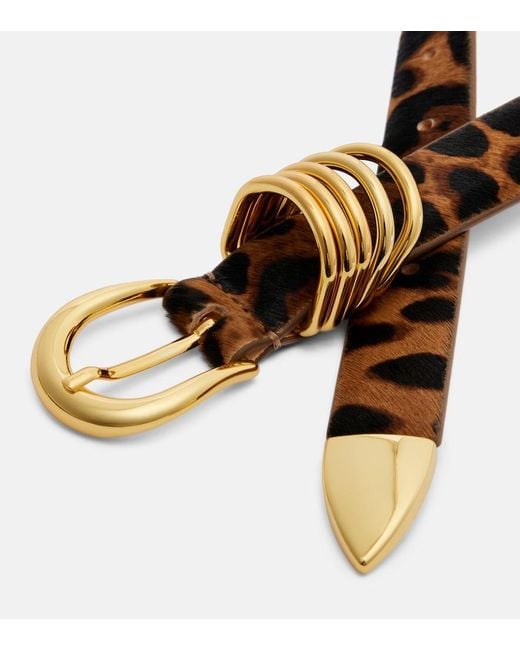 DEHANCHE Natural Hollyhock Leopard-Print Calf Hair Belt