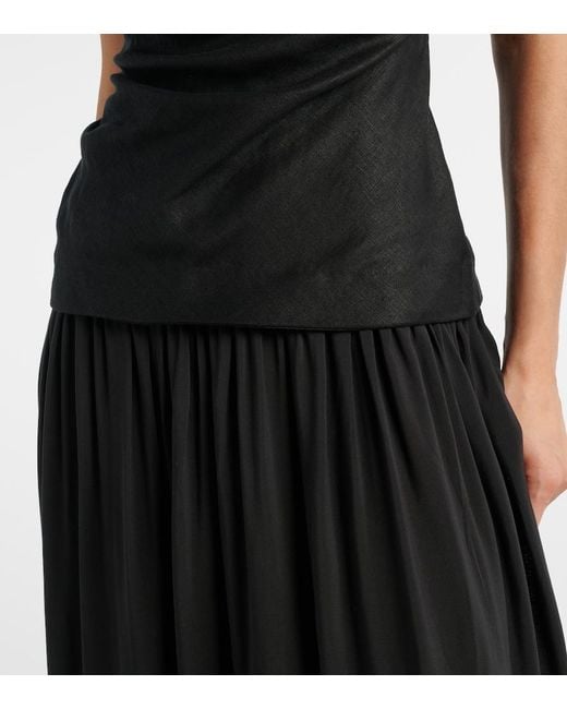 Faithfull The Brand Black Hedy Strapless Linen Maxi Dress