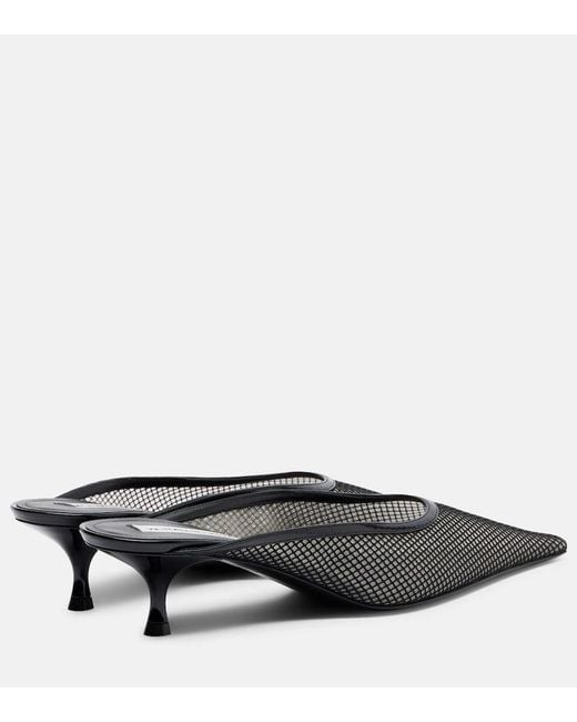 Victoria Beckham Black Leather-Trimmed Mesh Mules