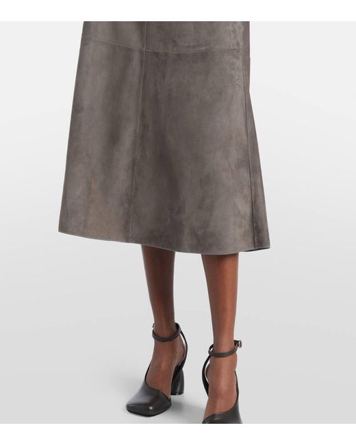 Max Mara Brown Suede Midi Skirt