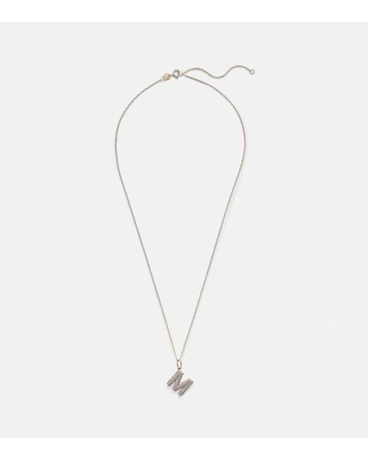STONE AND STRAND White Initial 10Kt Necklace With Diamonds
