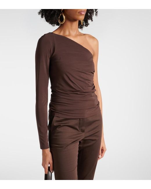 Max Mara Brown Spluga One-Shoulder Top