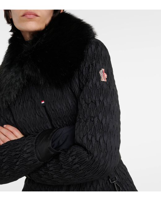 3 MONCLER GRENOBLE Black Plantrey Faux Fur-trimmed Ski Jacket