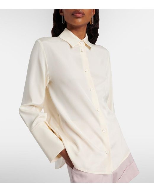 Max Mara White Voliera Silk-Blend Cady Shirt