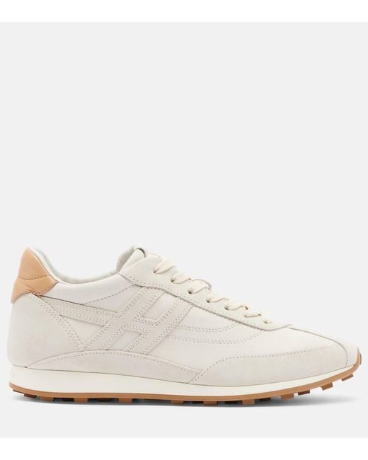 Hogan White Athletic Suede And Leather Sneakers