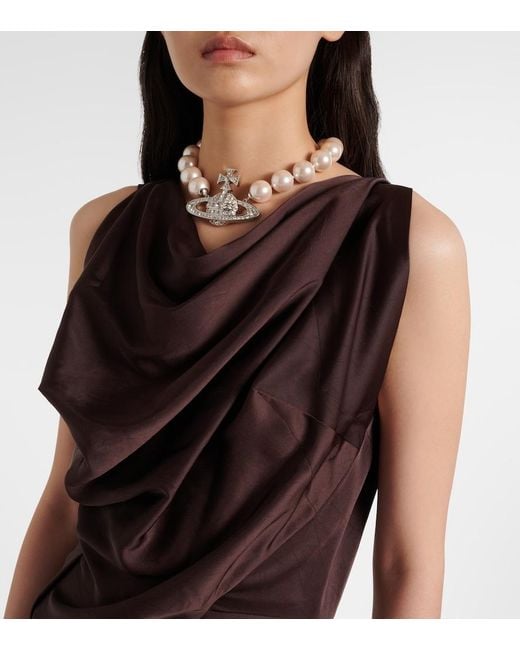 Vivienne Westwood Purple Long Fond Draped Satin Gown