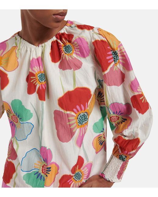 Blouse Avery En Coton Et Soie A Fleurs Velvet en coloris Pink