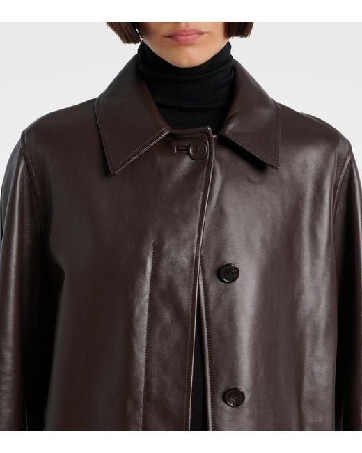 The Row Brown Gracia Leather Jacket