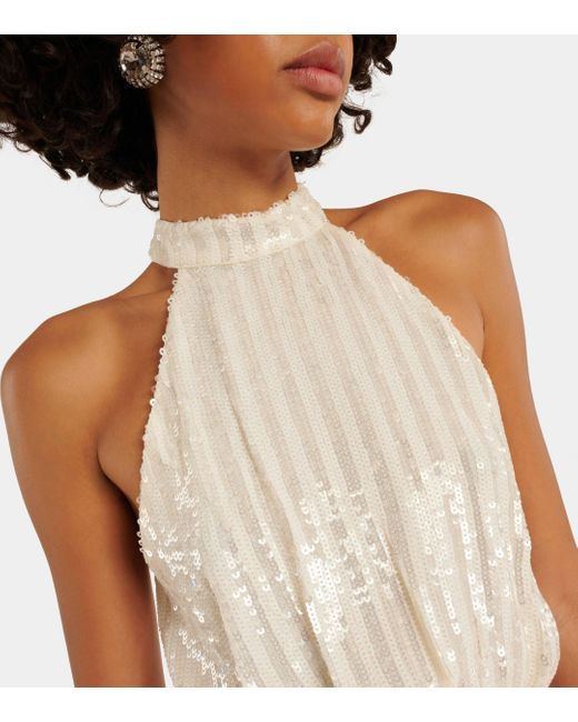 Rixo White Bridal Vivienne Sequined Midi Dress