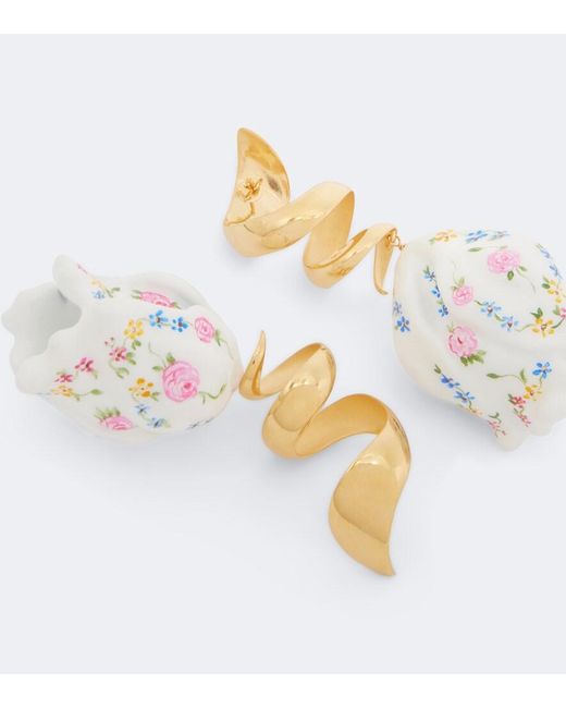 Chloé White Bloomcraft Drop Earrings