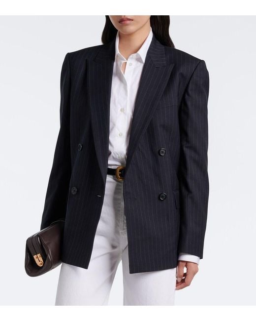 Nili Lotan Blue Leston Pinstriped Wool Blazer