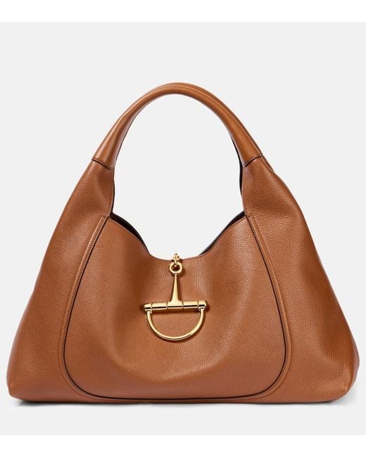 Gucci Brown Softbit Large Leather Shoulder Bag