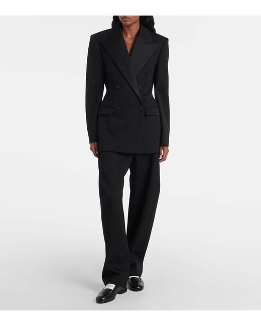 Givenchy Blue Cocoon Wool Grain De Poudre Barrel-Leg Pants