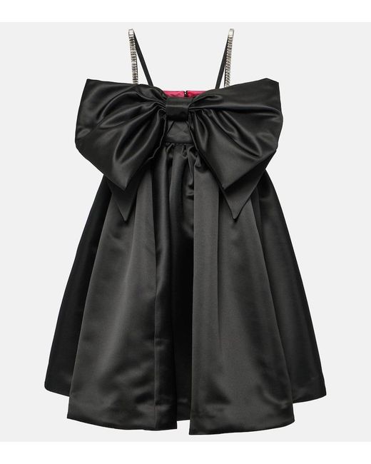 Nina Ricci Black Bow-detail Satin Minidress