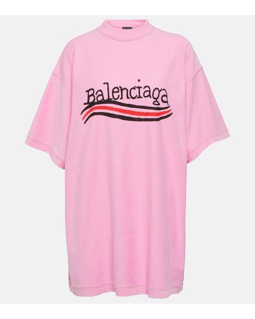Camiseta en jersey de algodon con logo Balenciaga de color Pink