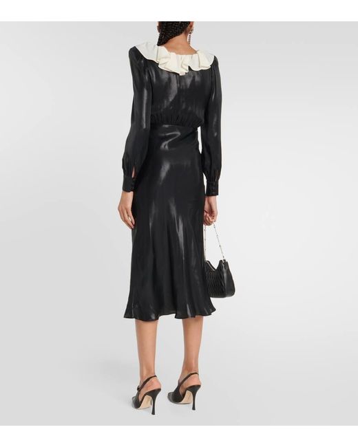 Glossy Black Midi Kleid di Alessandra Rich