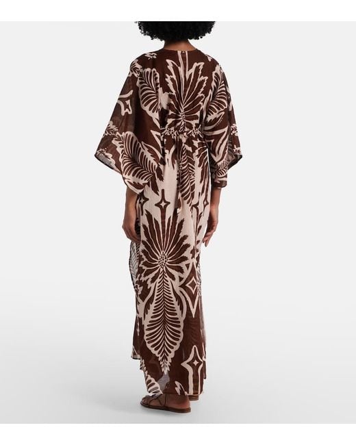 Poupette Brown Sol Printed Cotton Muslin Kaftan