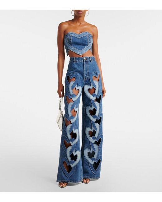 Area Blue Strapless Denim Top