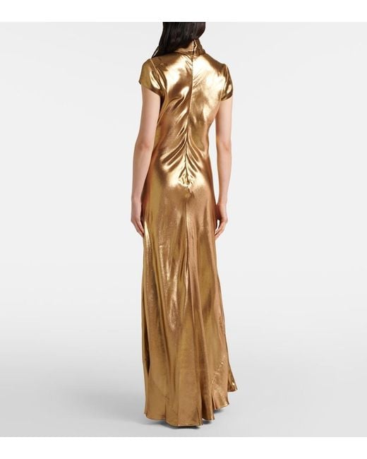 Galvan Metallic Solar Gaze Scarf-Detail Satin Gown