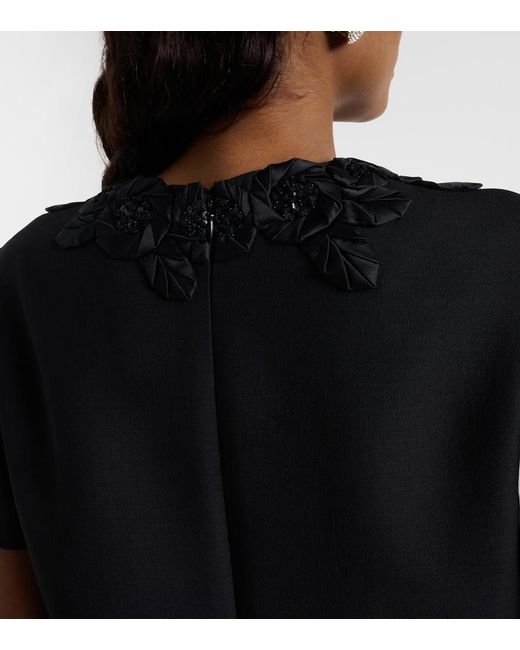 Valentino Black Embellished Wool And Silk Minidress