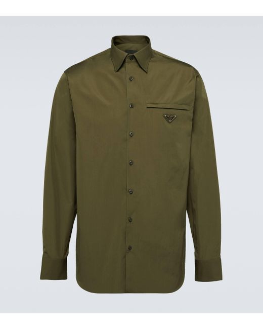Prada Green Logo Cotton Shirt for men