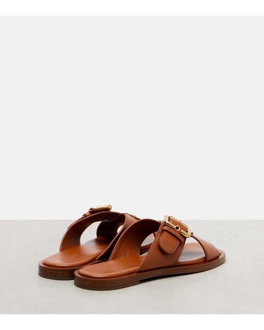Chloé Brown Nil Leather Slides
