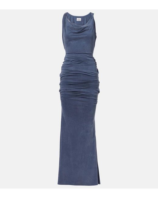 Vivienne Westwood Blue Liz Draped Jersey Maxi Dress