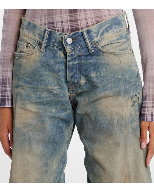 Jeans 2006F A Gamba Larga E Vita Bassa di Acne in Blue