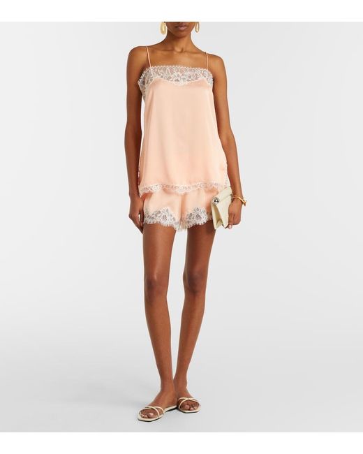 Faithfull The Brand Pink Hanna Lace-Trimmed Satin Camisole