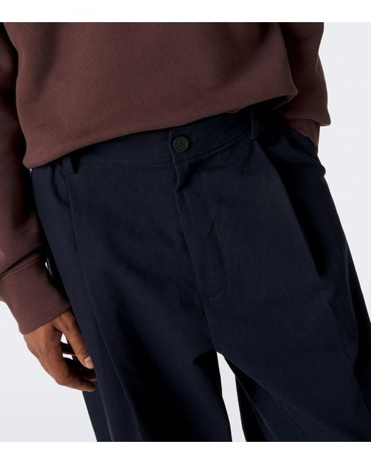 Studio Nicholson Blue Shire Pleated Cotton Wide-Leg Pants for men