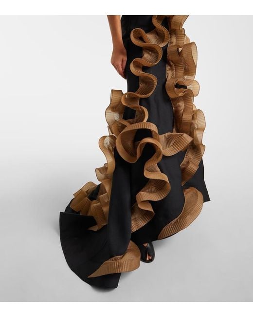 Maticevski Black Explode Ruffled Wool And Silk Gown