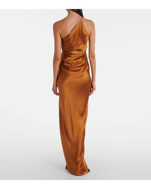 The Sei Brown Asymmetric Gathered Silk Gown