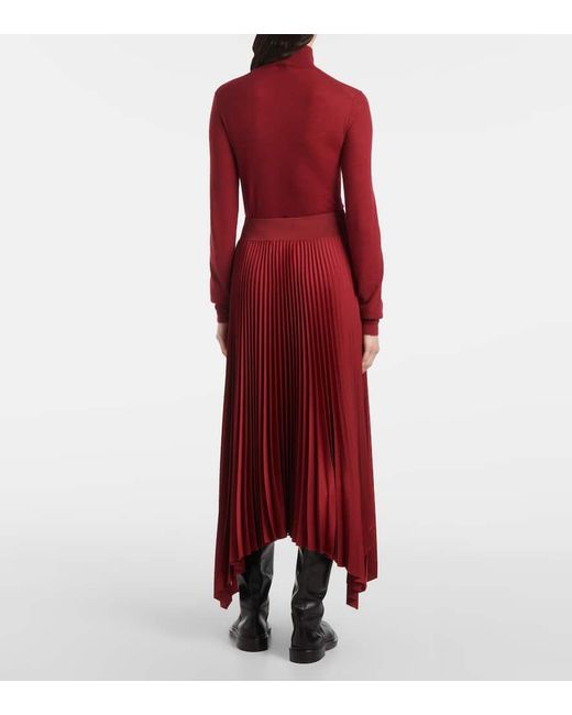 Falda Midi Ade De Crepe Plisada Joseph de color Red