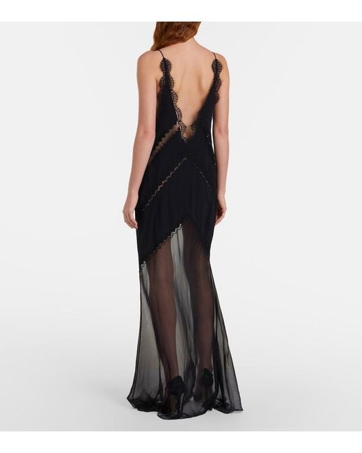 Tom Ford Black Lace-Trimmed Satin Gown