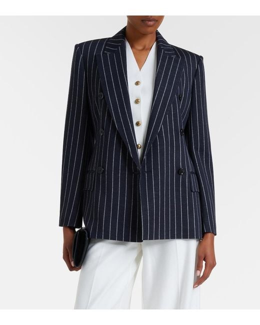 Max Mara Black Pinstripe Double-Breasted Jersey Blazer