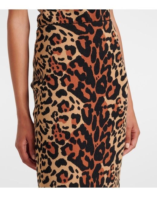 Blumarine Brown Leo Leopard-Print Jacquard Pencil Skirt