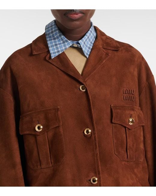 Miu Miu Brown Jacke Aus Veloursleder