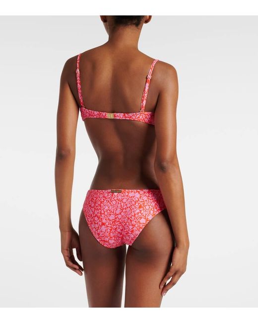Heidi Klein Red Limpopo Floral Ruched Bikini Top