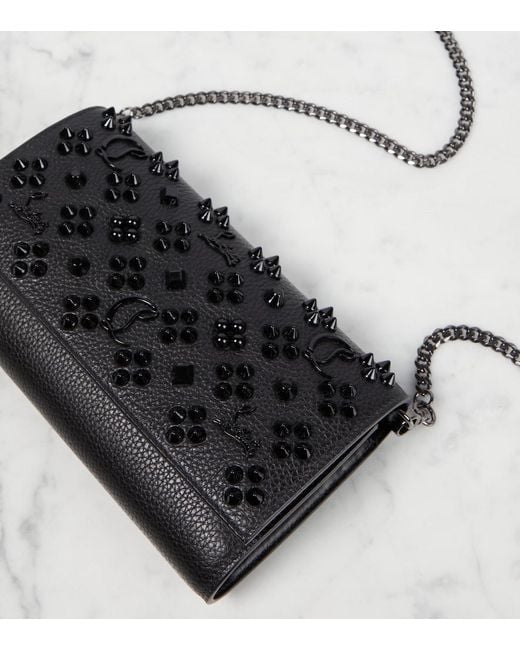 Christian Louboutin Black Paloma Embellished Leather Wallet On Chain