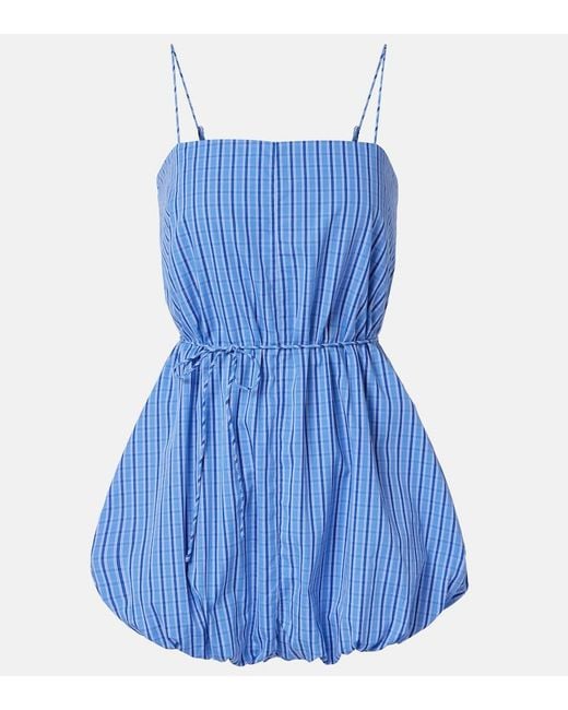 Faithfull The Brand Blue Riatto Checked Cotton Romper