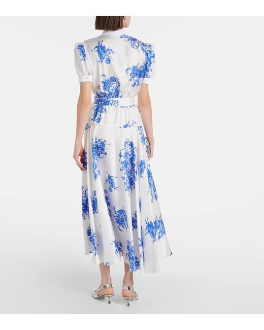 Rodarte Blue Floral Silk Midi Dress