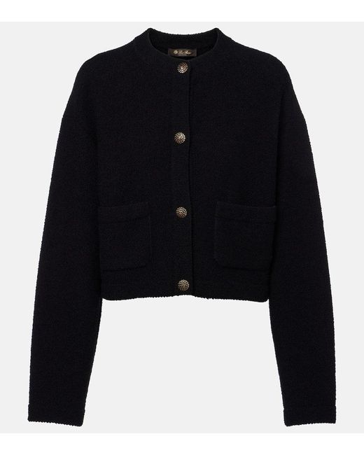 Cardigan Cropped De Algodon Y Seda Loro Piana de color Black