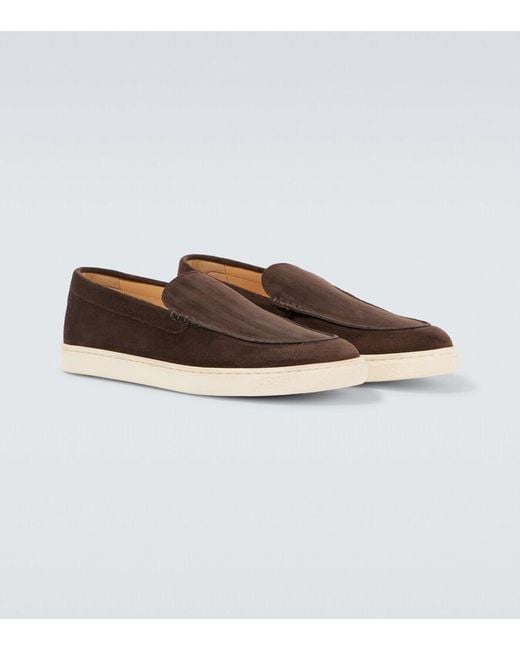 Brunello Cucinelli Brown Herringbone Suede Loafers for men