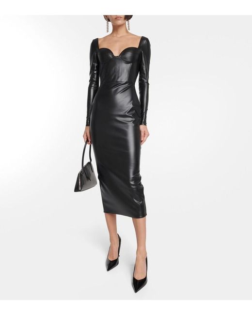 Alex Perry Black Blade Sweetheart Midi Dress