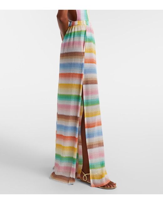 Missoni Green Zigzag Knitted Wide-Leg Pants