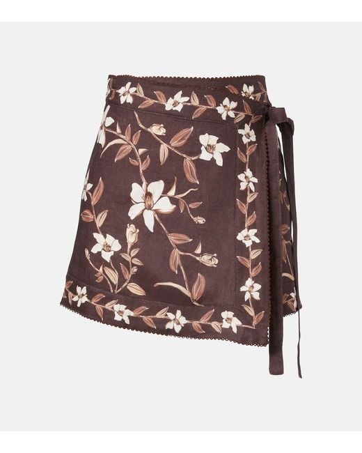 Agua Bendita Brown Luna Floral Linen Beach Cover-Up