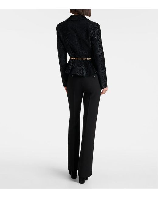 Etro Black High-Rise Wool Flared Pants