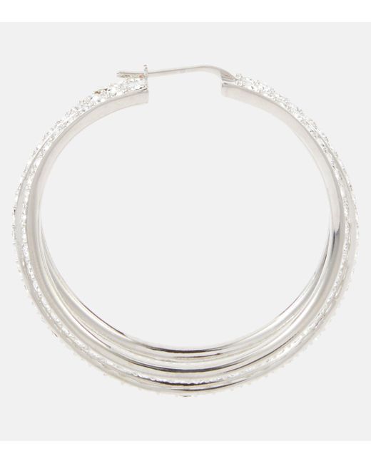 AMINA MUADDI White Vittoria Crystal-embellished Hoop Earrings